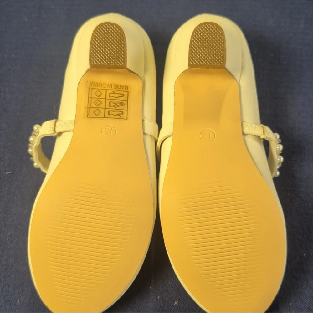 DREAM PAIRS Little Kid Mary Jane Ballerina Flat Shoes Pearl & Rhinestone Size 13